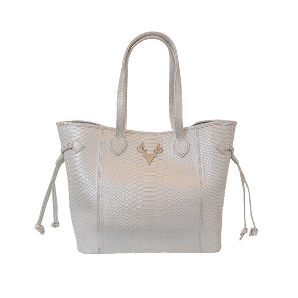 Frosted White Python Liz Traveler Tote--Final Sale