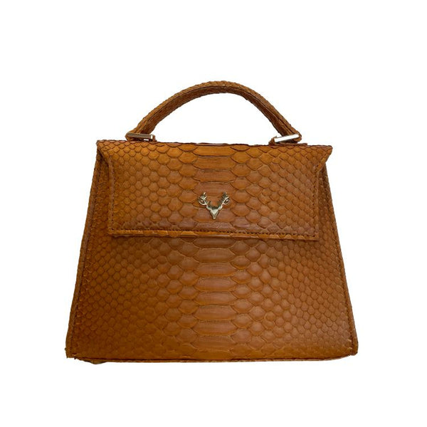Cognac Python Jessica Mini Top Handle--Final Sale