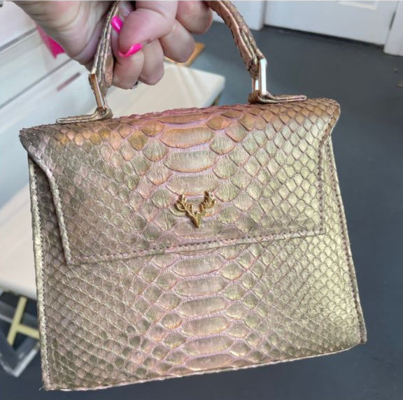 Rose Gold Python Jessica Mini Top Handle--Final Sale