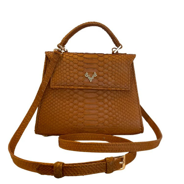 Cognac Python Jessica Mini Top Handle--Final Sale