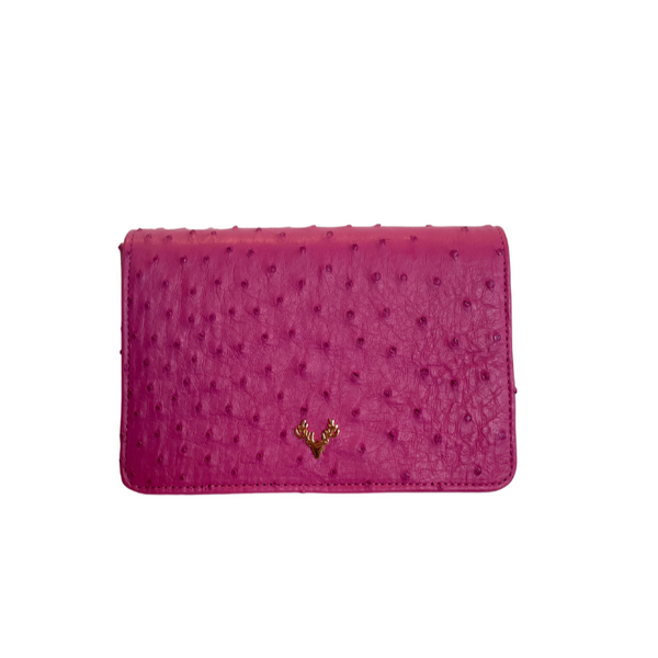 Rose Pink Ostrich Ash Minibag--Final Sale