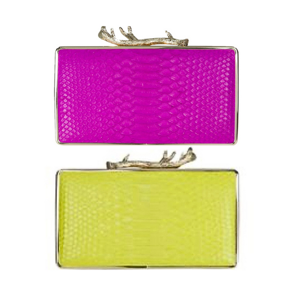 Python Antler Box Clutch--In Stock Colors