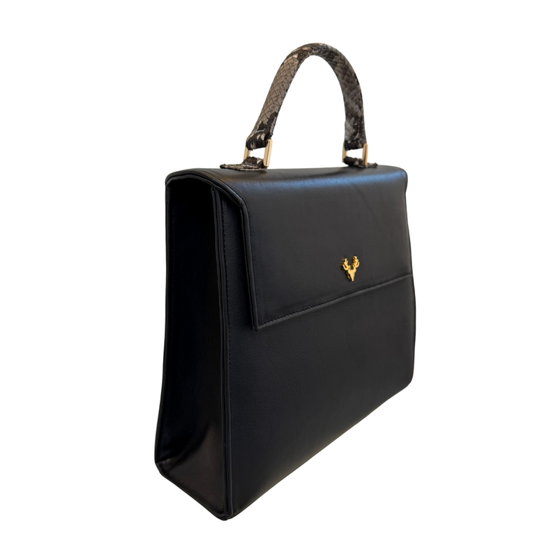 Jessica Large Leather and Python Top Handle--Sale