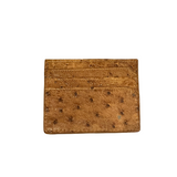 Cognac Ostrich Logo Card Holder - Six Card Slot--Flash Sale