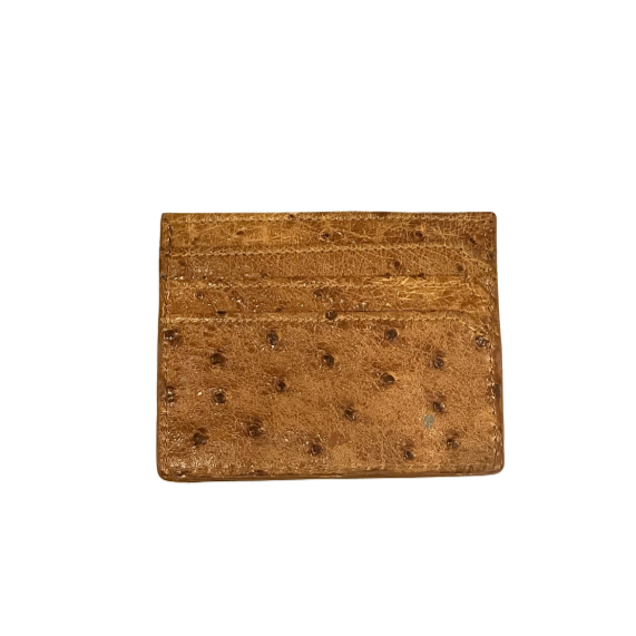 Cognac Ostrich Logo Card Holder - Six Card Slot--Flash Sale