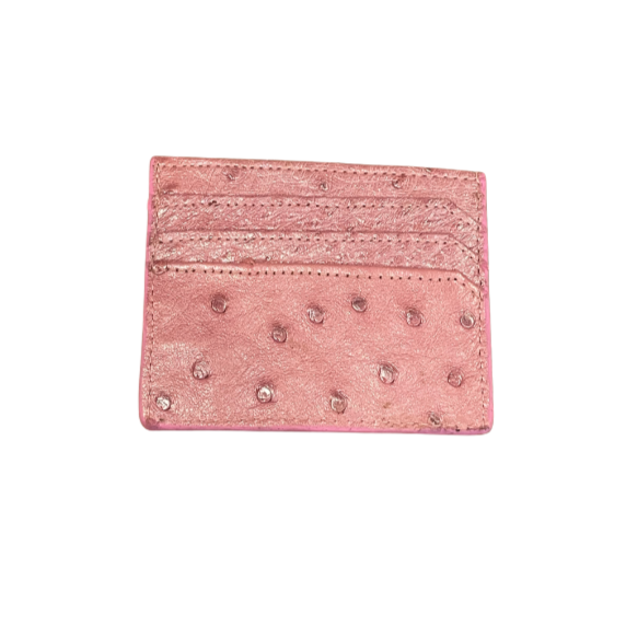 Baby Pink Ostrich Logo Card Holder - Six Card Slot--Flash Sale