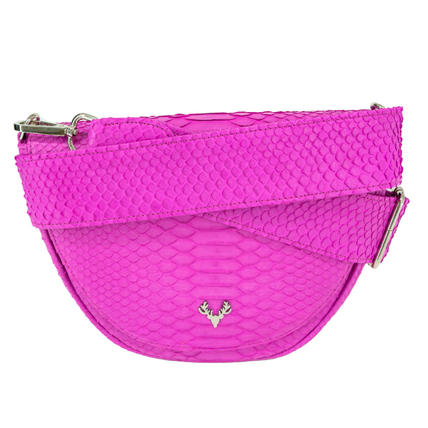 Hot Pink Python Susie Saddle Bag--Final Sale