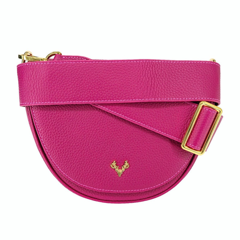 Raspberry Leather Susie Saddle Bag--Final Sale