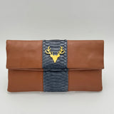 Leather and Python Foldover Clutch--Special Order Colors