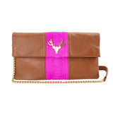 Leather and Python Foldover Clutch--In Stock Colors