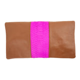 Leather and Python Foldover Clutch--In Stock Colors