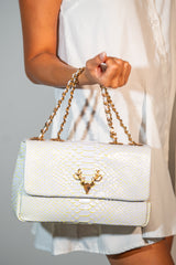 White with Neon Yellow Hand Painted Python JW--Final Sale