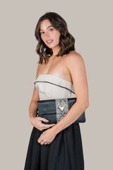 Leather and Python Foldover Clutch--In Stock Colors