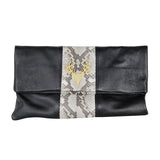 Leather and Python Foldover Clutch--Special Order Colors
