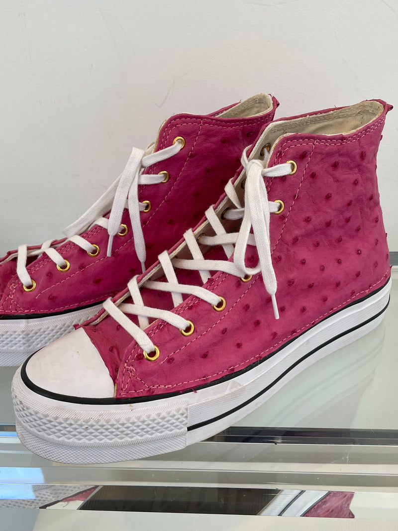 Hot Pink Ostrich Chuck Taylors Size 9.5 Women's--Amy's Closet #28