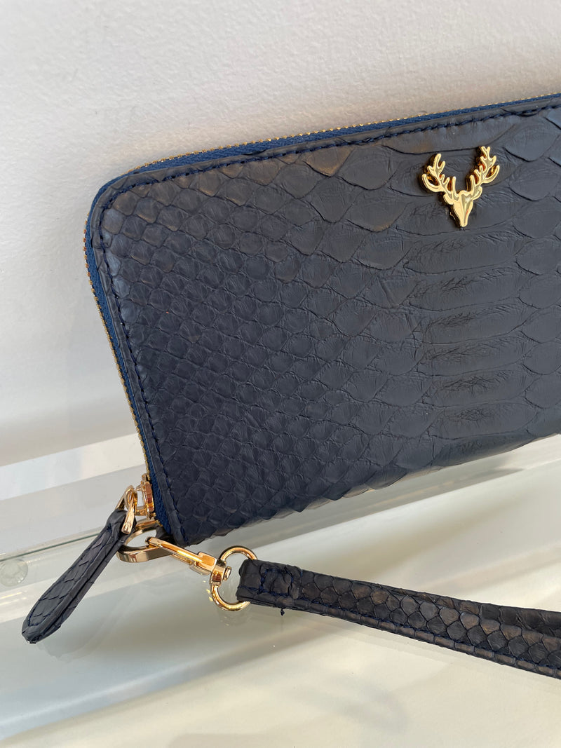 Navy Python Maggie Medium Wallet--Amy's Closet #40