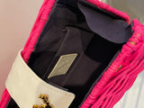 Palm Hot Pink Wicker and White Ostrich Clutch--Amy's Closet #51