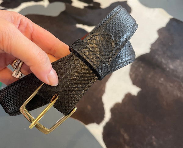 Black Python Belt Size Medium--Final Sale