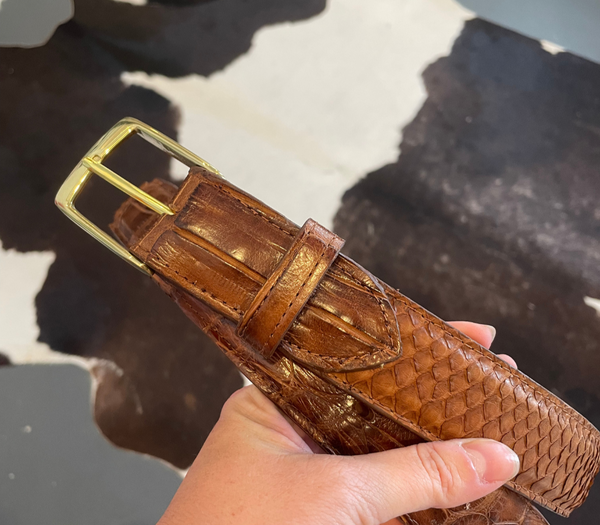 Cognac Python and Alligator Belt Size XS--Final Sale