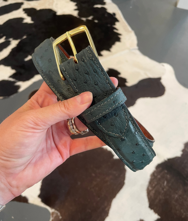 Forest Green Ostrich Belt Size XS--Final Sale