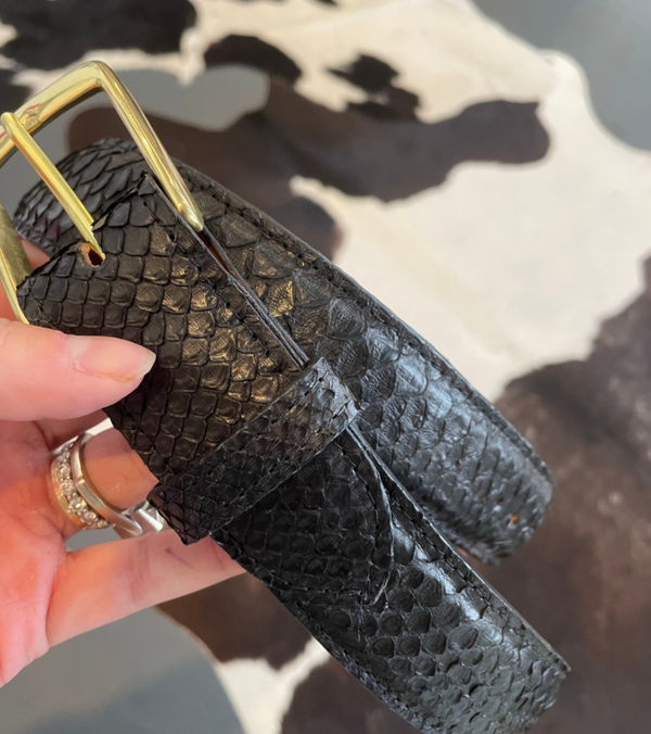 Black Python Belt Size Small--Final Sale