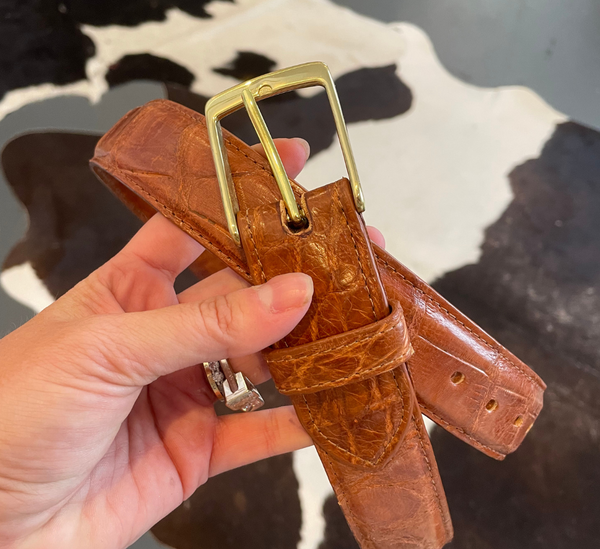 Cognac Alligator Belt Size Small--Final Sale