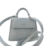 Cloud Grey Jessica Mini Ostrich Top Handle--Flash Sale