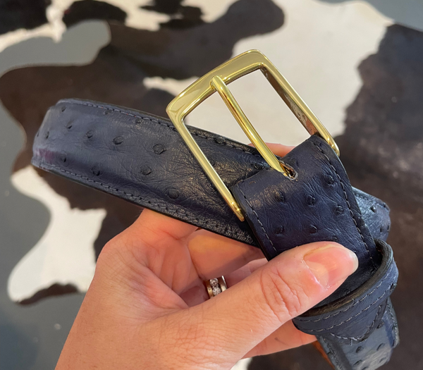 Navy Ostrich Belt Size Small--Final Sale