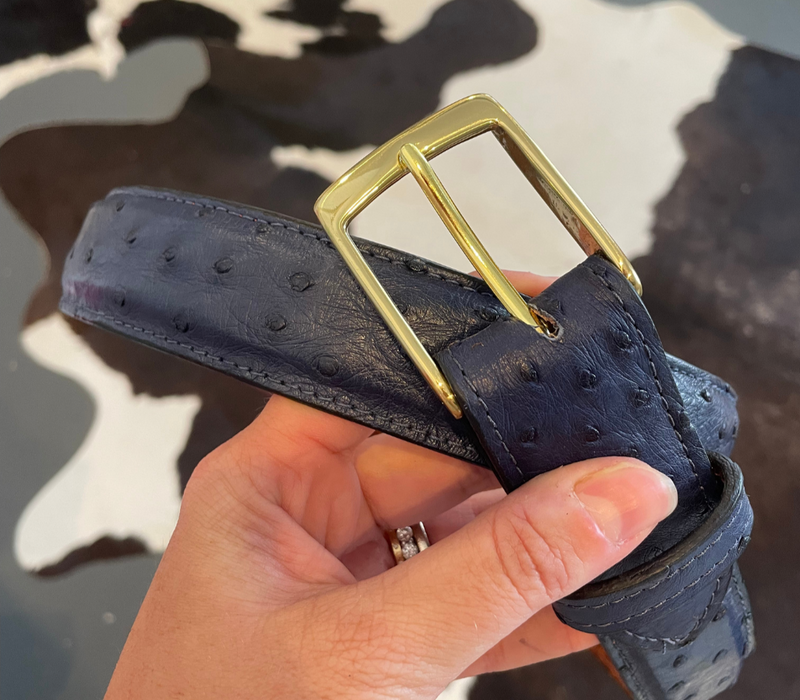Navy Ostrich Belt Size Small--Final Sale