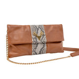 Leather and Python Foldover Clutch--Special Order Colors