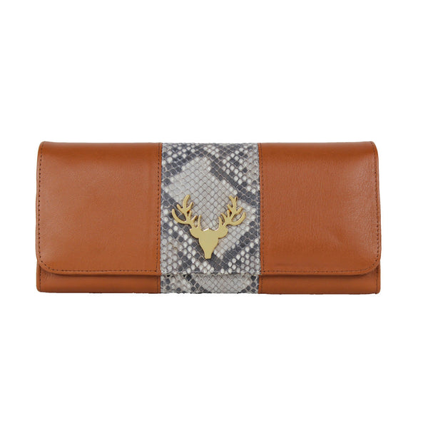 Leather and Python Harper Clutch--Final Sale