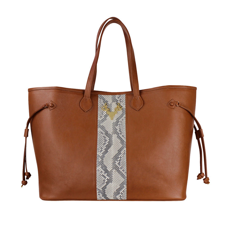 Saddle Leather with Natural Python Liz Traveler--Final Sale