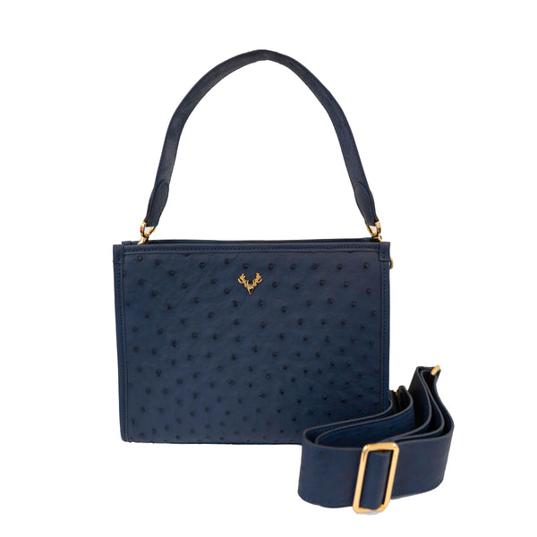 Navy Ostrich Carrie Convertible Clutch-Amy's Favorites