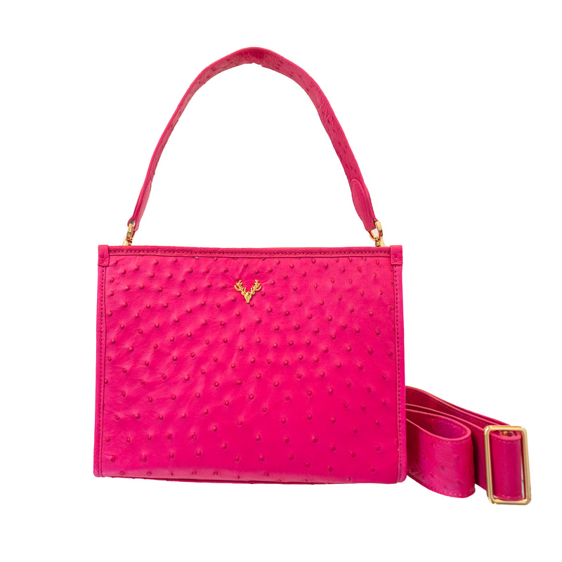 Ostrich Carrie Convertible Clutch-In Stock Colors