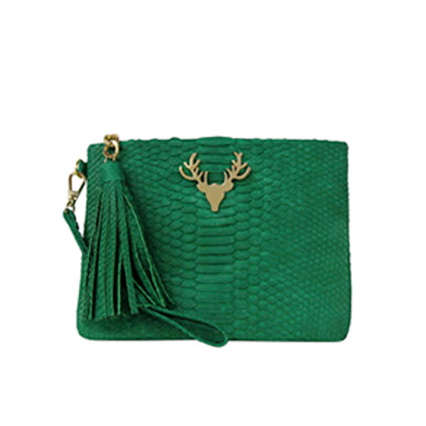 Python Zippy Clutch Pine Green--Final Sale