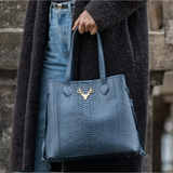 Navy Metallic Python Liz Traveler Tote--Final Sale