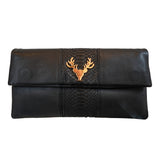 Leather and Python Foldover Clutch--Special Order Colors