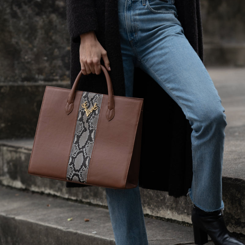 Leather and Python Amy Tote