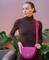 Raspberry Leather Susie Saddle Bag--Final Sale