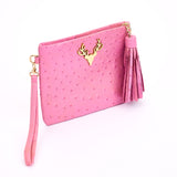 Ostrich Zippy Clutch Bubblegum