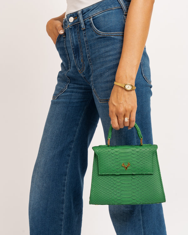 Jessica Mini Python Top Handle