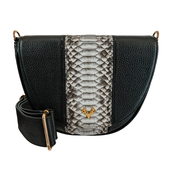 Leather and Python Susie Saddle Bag--Final Sale