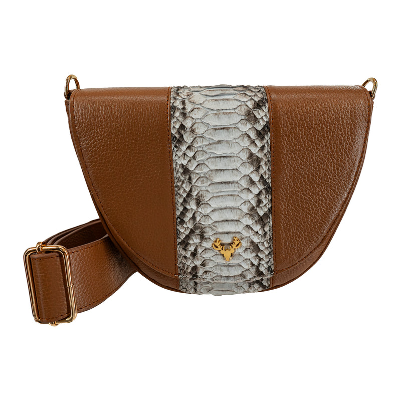 Leather and Python Susie Saddle Bag--Final Sale