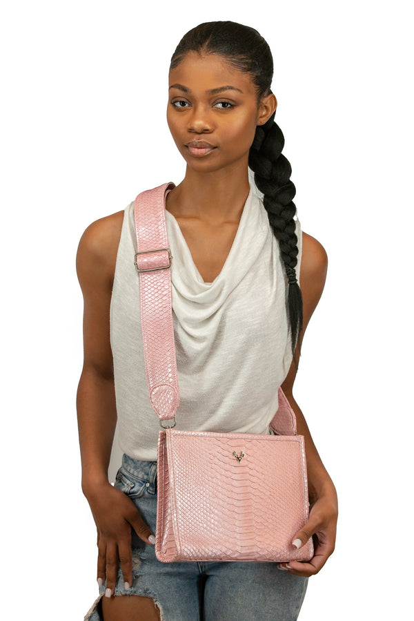 Baby Pink Python Carrie Convertible Clutch--Amy's Picks