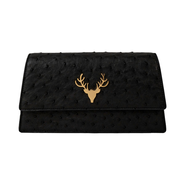 Ri Clutch Black Ostrich--Final Sale
