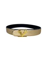 Champagne Metallic Python Logo Belt Size XXS **