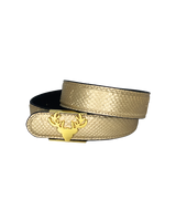 Champagne Metallic Python Logo Belt Size XXS **