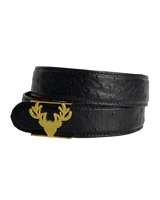 Black Ostrich Logo Belt Size Small **