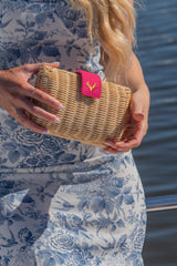 Palm Wicker and Leather Clutch--Preorder