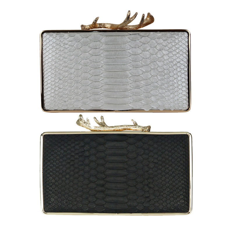 Python Antler Box Clutch--In Stock Colors